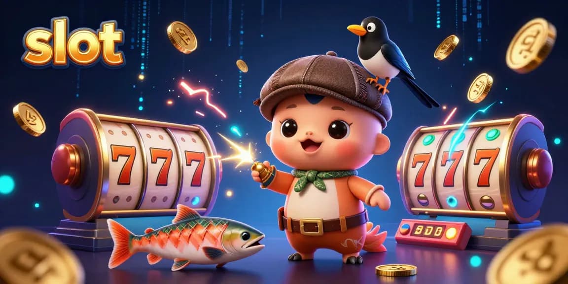 Slot gacor terbaru dengan mesin slot berputar dan koin emas bertebaran, sambil mengejar kemenangan.