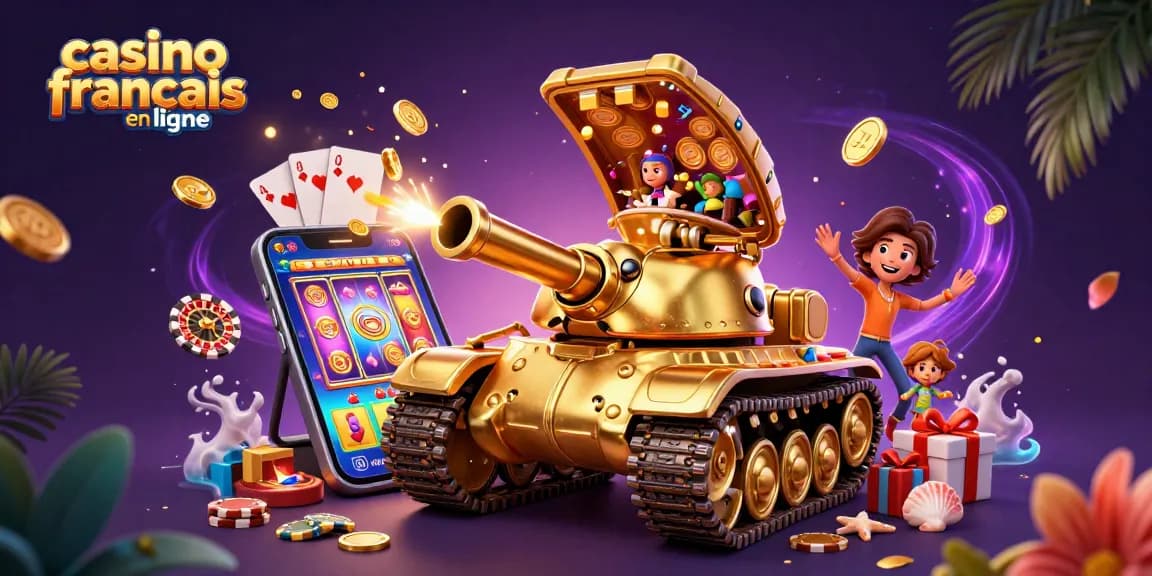 Mini-casino dans un tank en or, jouez au casino français en ligne et profitez de l'action.