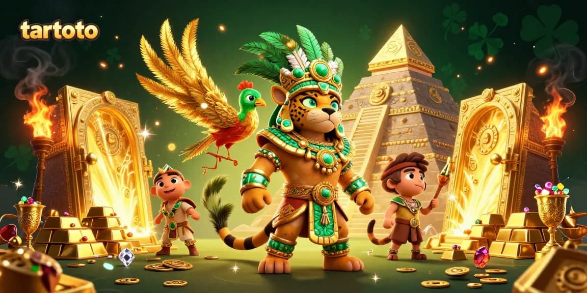 Experience high winning odds at tartoto with unique casino illustrations featuring Mayan elements.