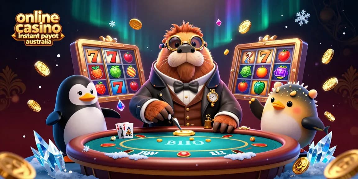 Engage with the online casino instant payout Australia experience in a vibrant 3D scene of charming characters.