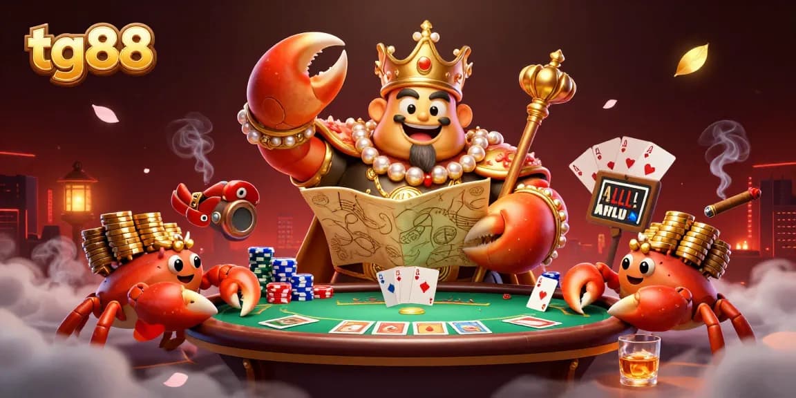 Experience the thrilling world of tg88 with the golden crab emperor and poker elements showcased.