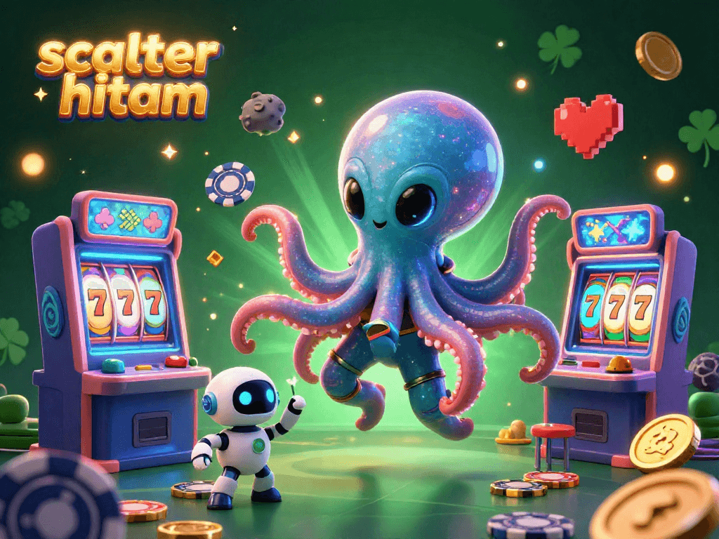 Engage with scatter hitam on an exciting 3D alien-themed slot machine experience filled with vibrant game elements.