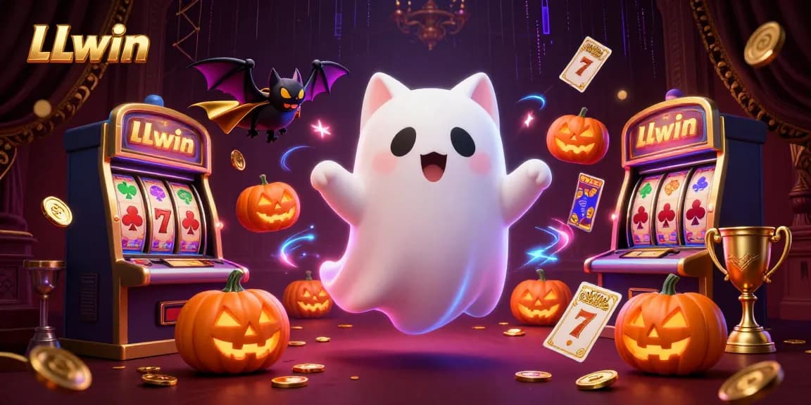 Engage in thrilling games at LLwin featuring a ghost cat and vampire bat in a haunted casino.