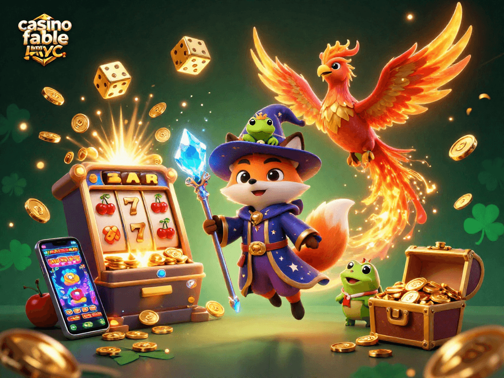 Découvrez l'univers du casino fiable sans KYC avec une machine à sous jaillissante et des personnages enchanteurs.