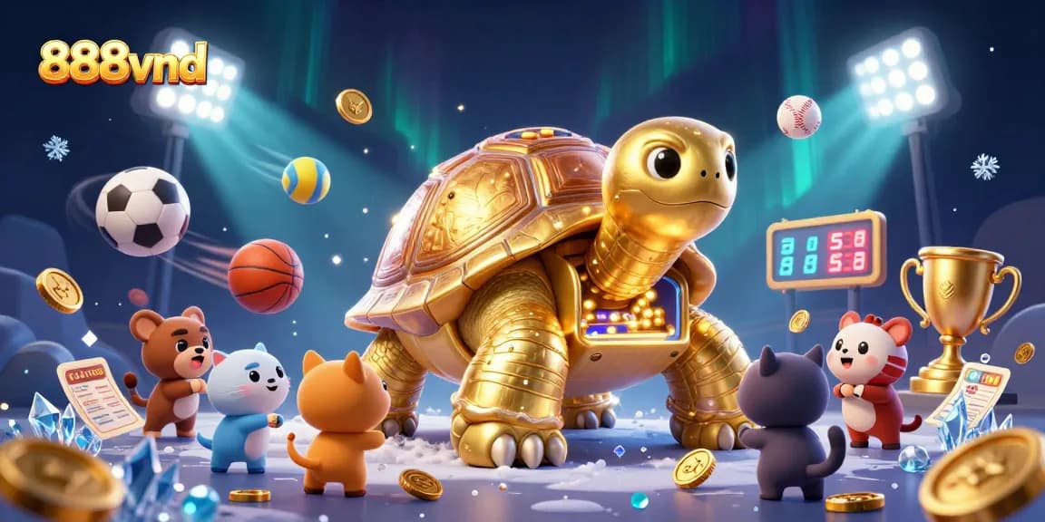 Experience the excitement of 888vnd with dynamic betting and gaming elements in a playful 3D scene.
