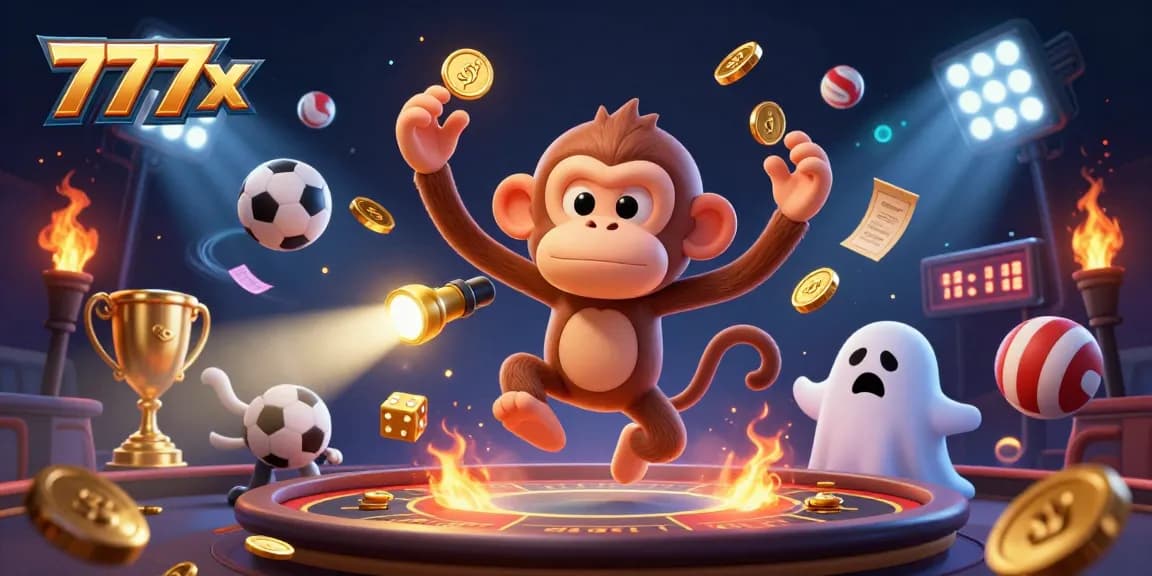 Experience thrilling play at 777x casino as the mischievous poltergeist monkey juggles golden prizes.
