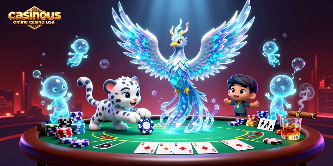 Experience the excitement of casinous online casino usa with vibrant 3D illustration featuring poker action.