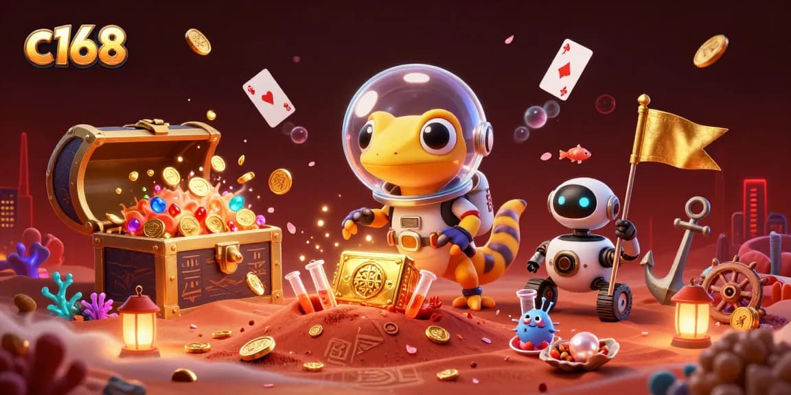 Experience thrilling gaming at c168 with a Martian gecko in a spectacular casino discovery scene.