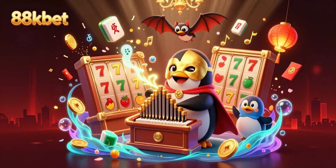 Experience thrilling gaming at 88kbet with a vibrant 3D illustration showcasing dynamic slots and casino elements.