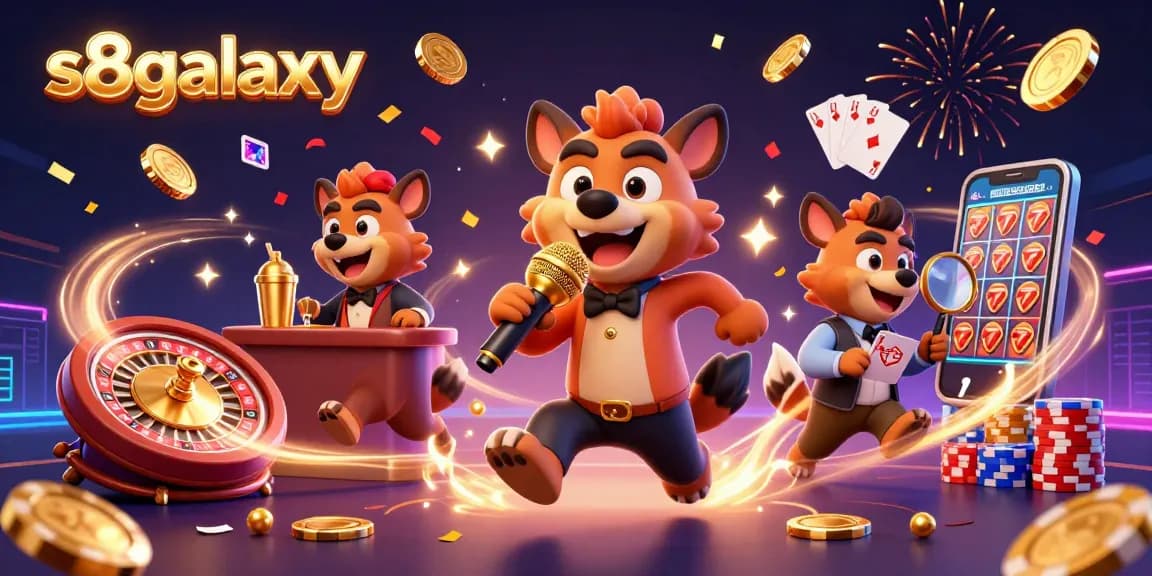 Experience thrilling fun at s8galaxy with hyenas joking, mixing drinks, and checking IDs in a vibrant casino scene.