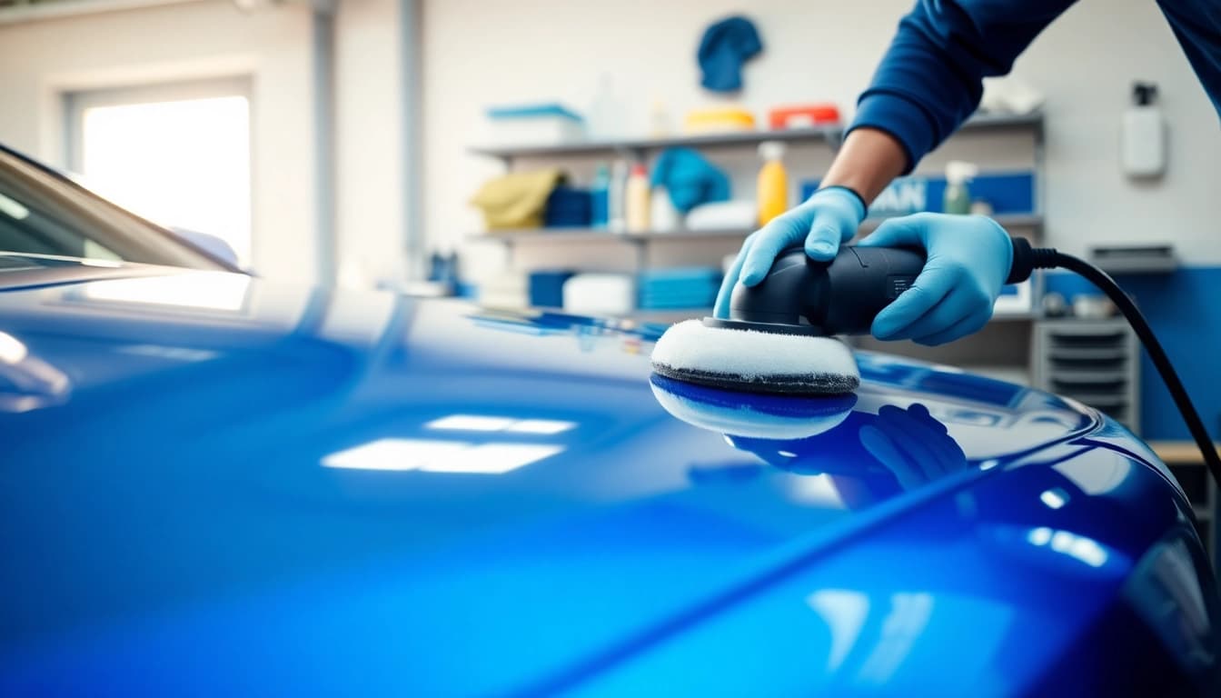 Enhance your car detailing routine step by step with a professional polishing scene.