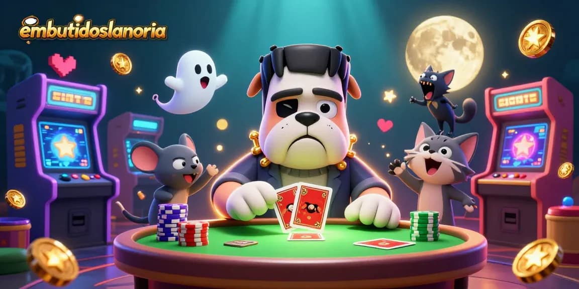 Experience thrilling gameplay with embutidoslanoria at the vibrant casino table, featuring unique cartoon characters.