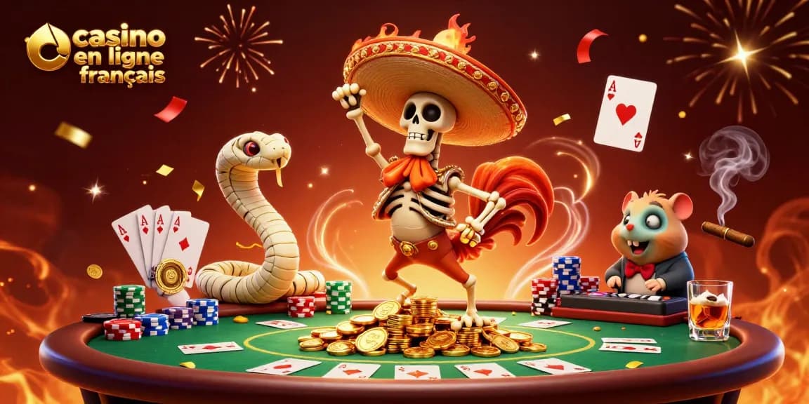Accédez à des jeux palpitants sur le casino en ligne français avec des personnages animés festifs.