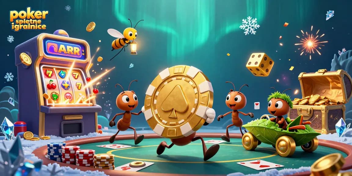 Igrajte v poker spletne igralnice z ants ekipo, ki prenaša zlato žeton!