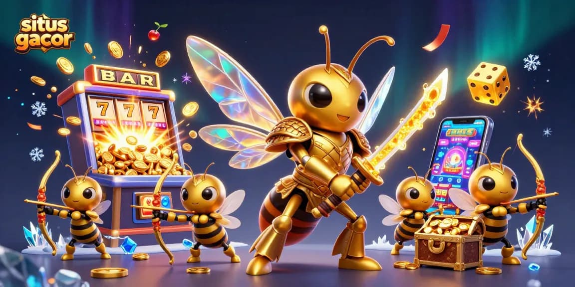 Win big with situs gacor at this vibrant casino adventure illustration packed with action!