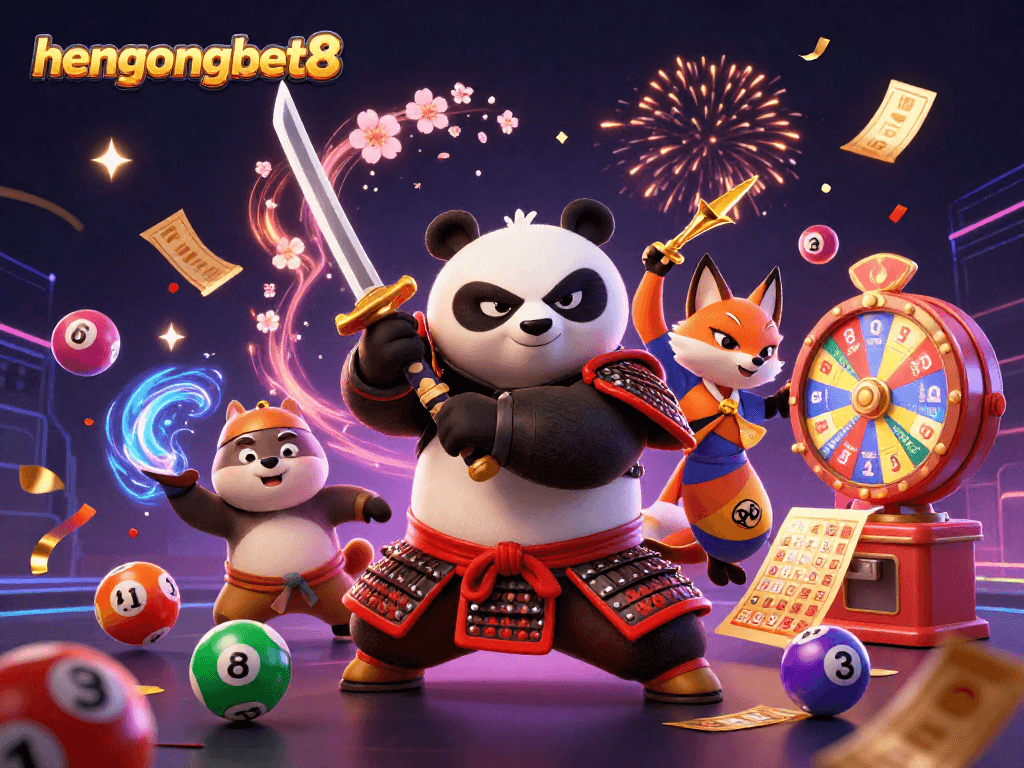 Engage with hengongbet8's dynamic lottery scene featuring vibrant characters and exciting gaming elements.