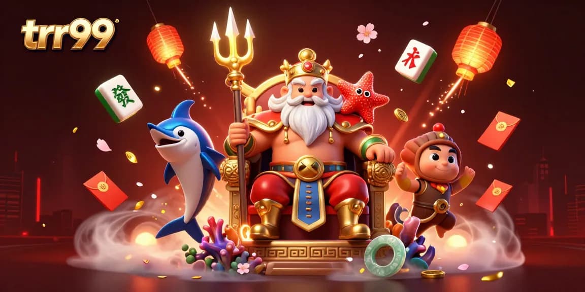 Experience the excitement of trr99 with Neptune and his samurai bodyguard in a vibrant casino-themed world.