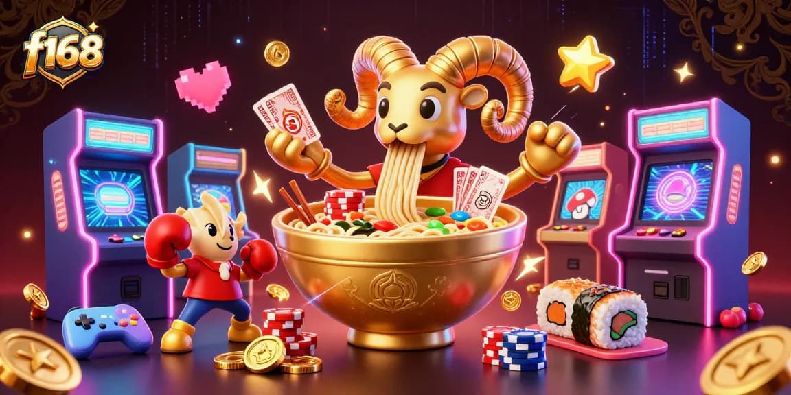 Engage with f168's vibrant casino world featuring animated characters and dynamic game elements.