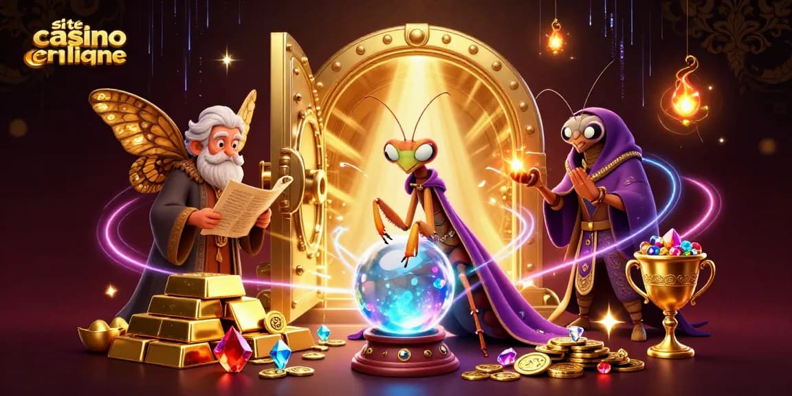 Plongez dans l'univers du site casino en ligne avec un gorille sage, un joueur entouré de trésors scintillants.