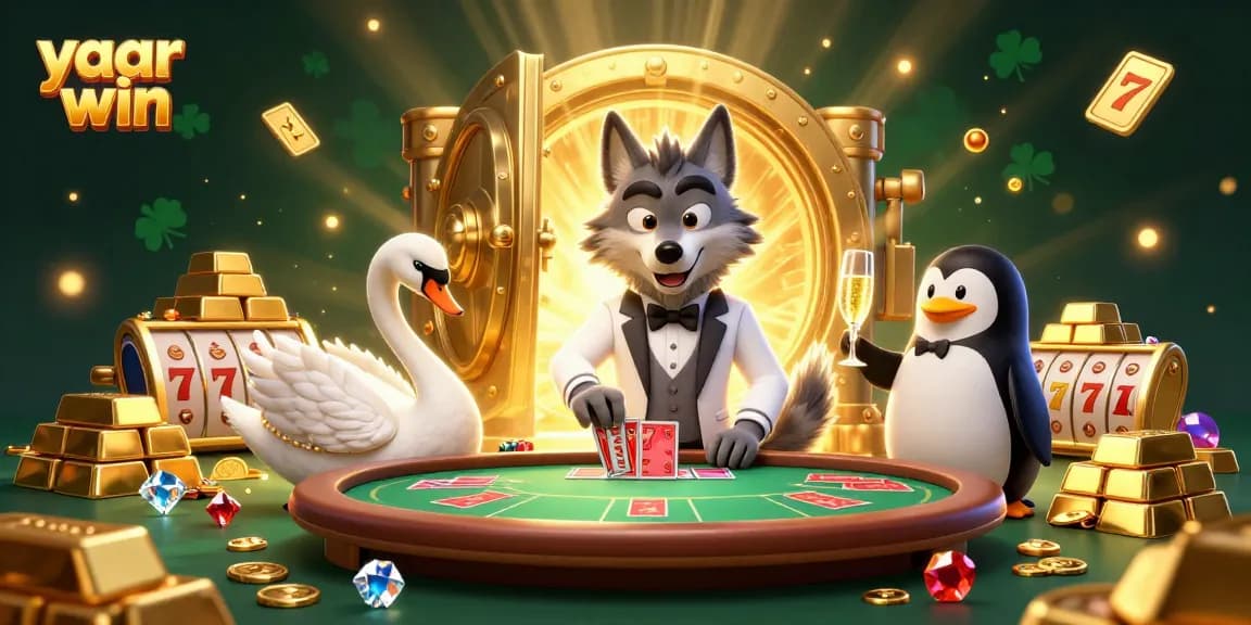Experience the thrill of yaar win with a dynamic casino scene featuring charismatic characters and dazzling treasures.