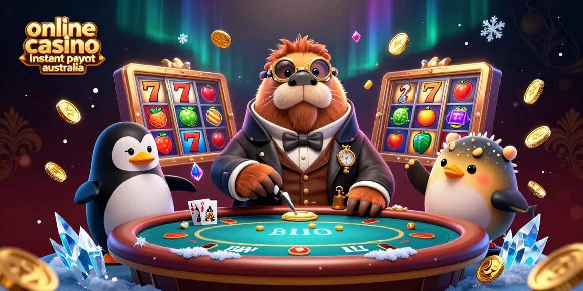 Engage with the online casino instant payout Australia experience in a vibrant 3D scene of charming characters.