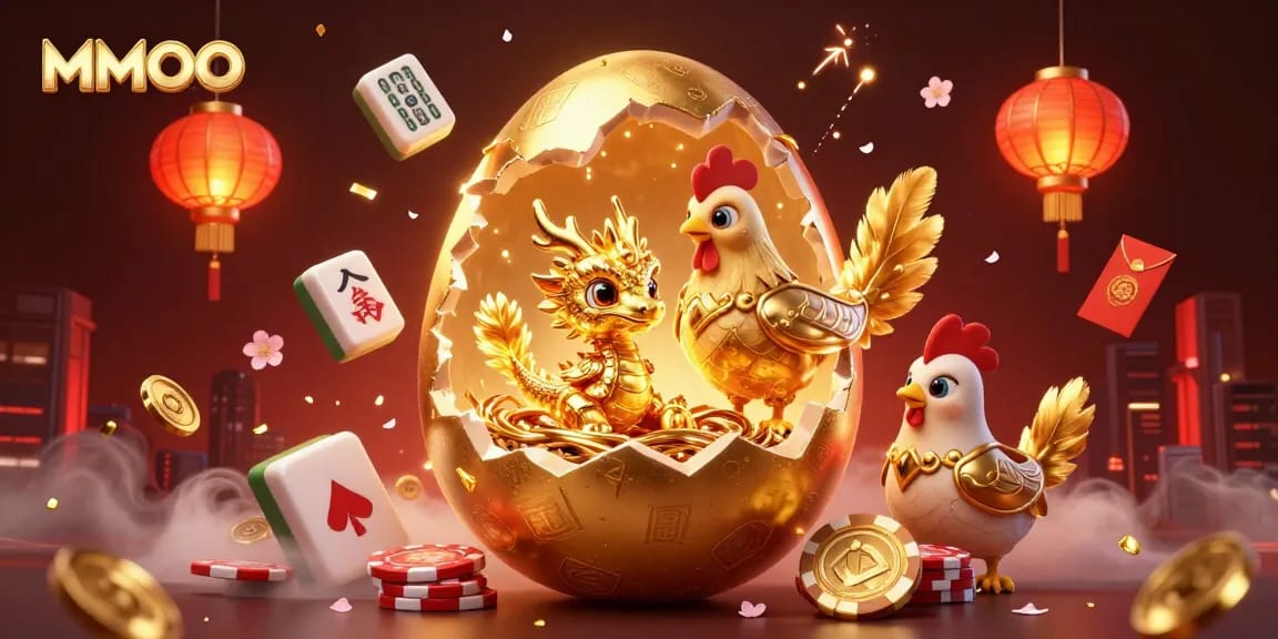 Engage with MMOO's golden dragon poker scene filled with Chinese lanterns and dynamic casino elements.