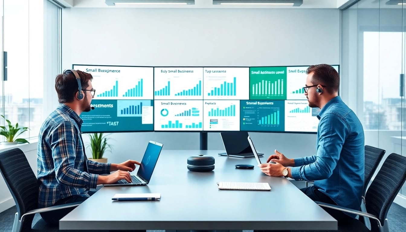 remote it support for small business showcased by a professional IT team assisting clients online.