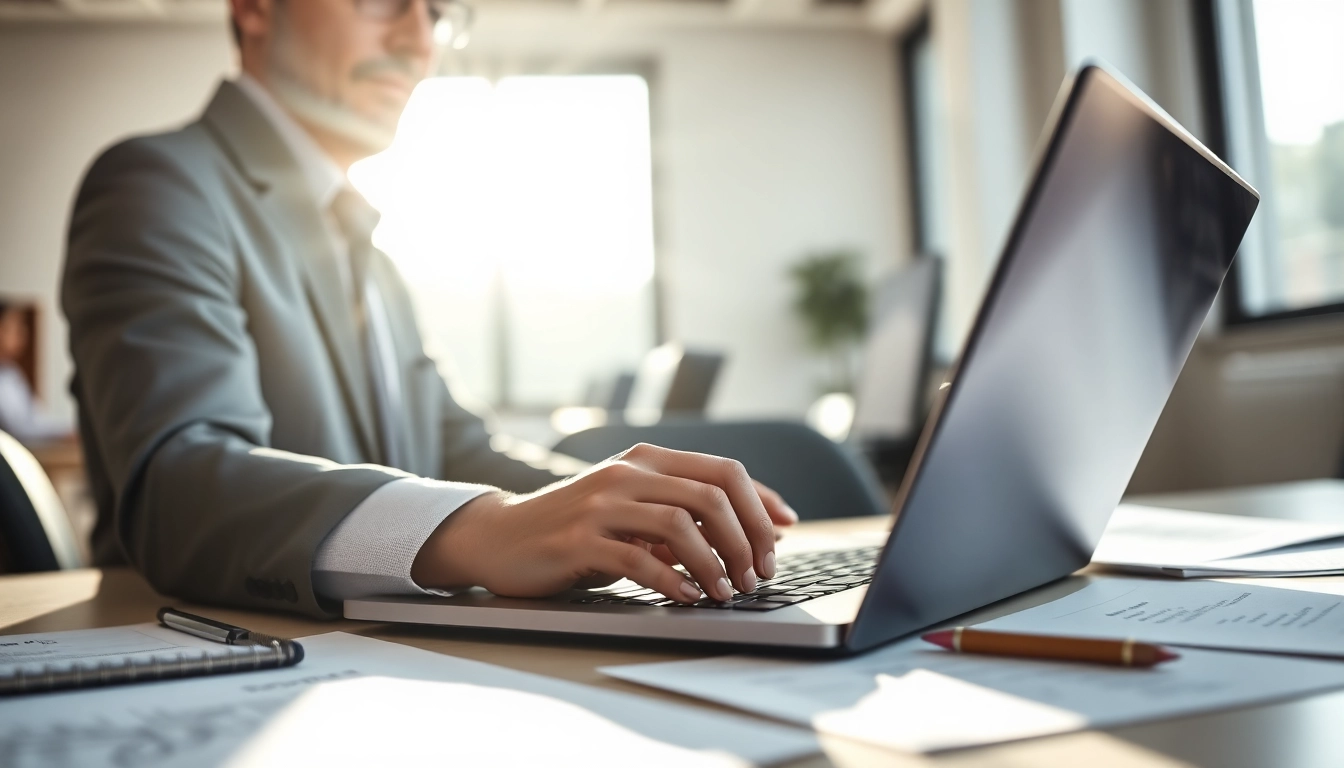 Crafting proposals with a compliant proposal generator in a bright office setting.