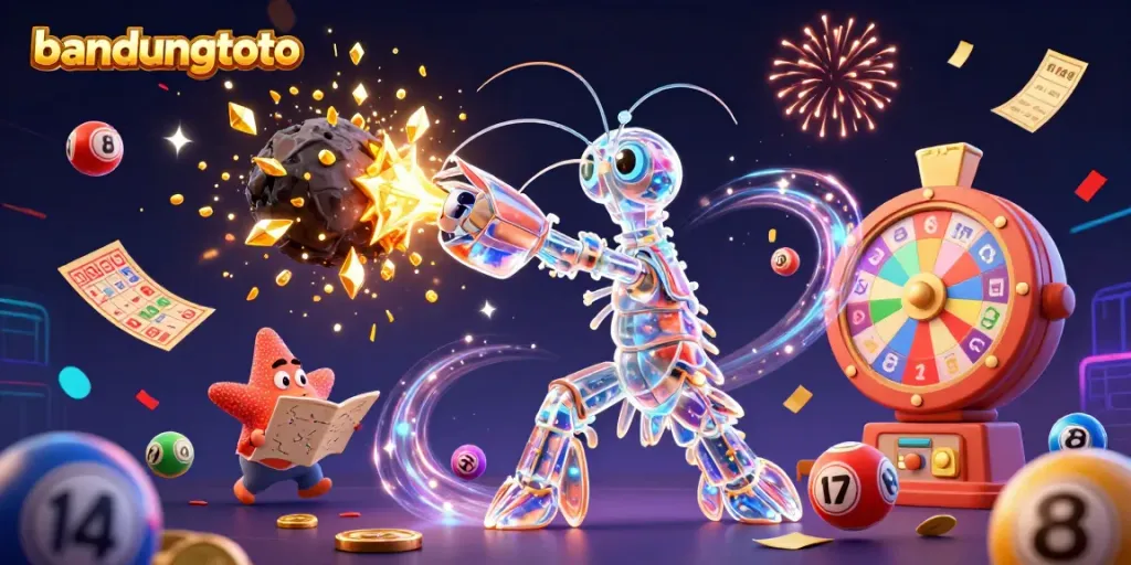 Experience vibrant gambling with bandungtoto's galaxy-themed lottery explosion, featuring colorful balls and golden prizes.