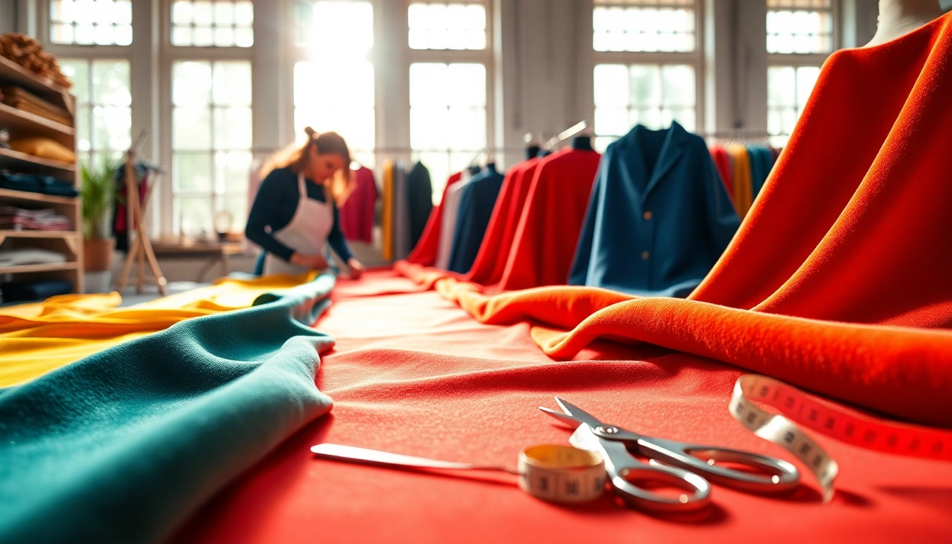 Creëren van kleurrijke kostuums met velours voor carnaavalskleding in een zonnige werkplaats.