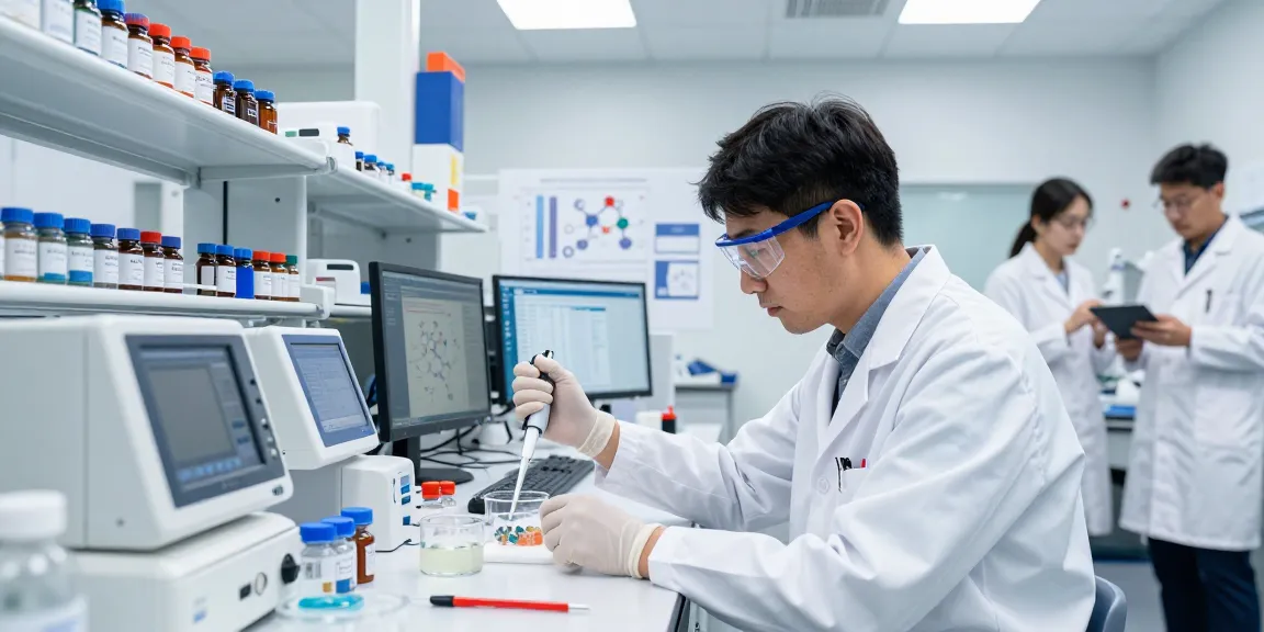 Koi Peptides Canada scientist conducting peptide research in a modern lab.