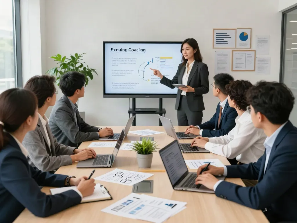 Collaborative session in PedroVazPaulo Executive Coaching, highlighting leadership discussions and actionable insights.