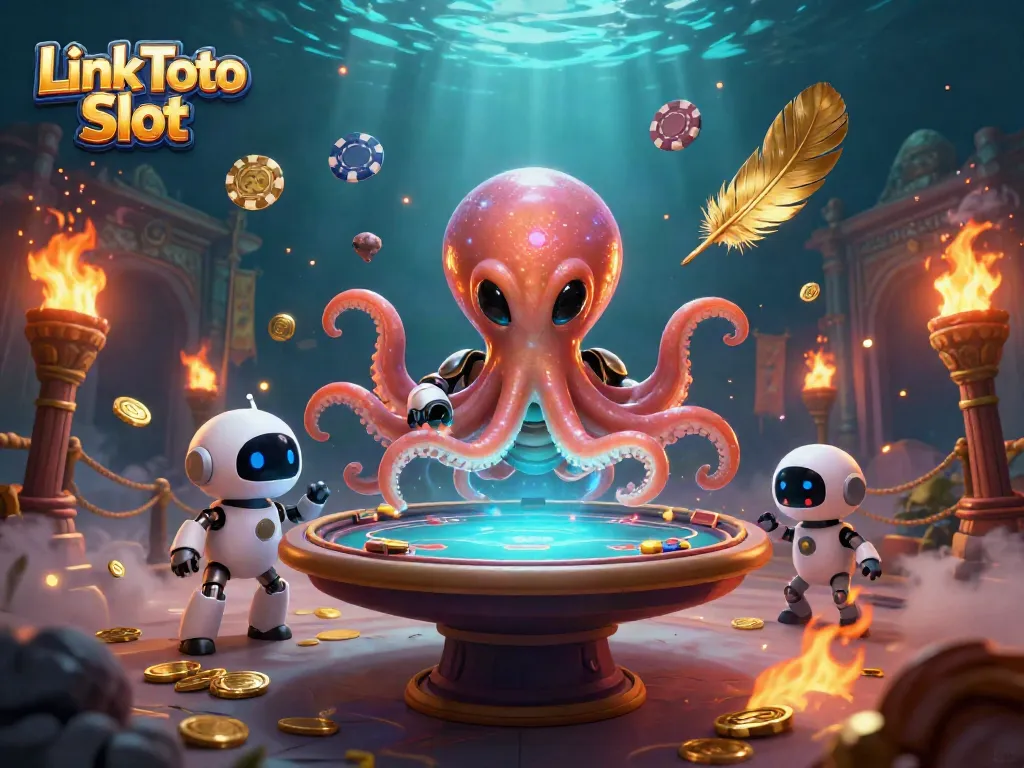 Memenangkan permainan di Link Toto Slot dengan alien dan robot beraksi di meja poker holografik.