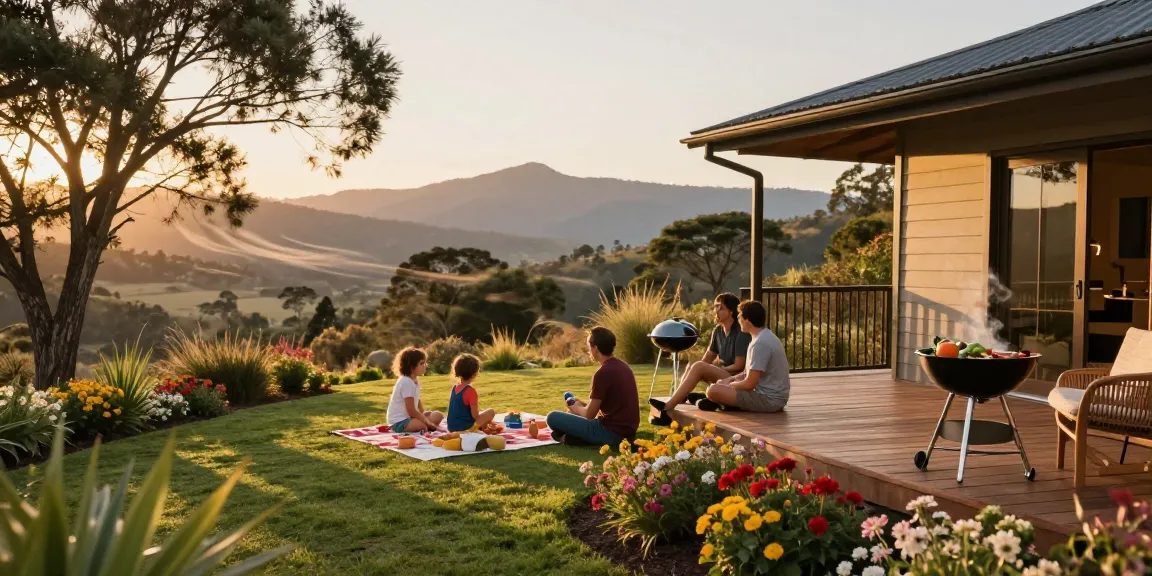 Magaliesburg Accommodation family enjoying cozy deck with mountain views and picnic setting