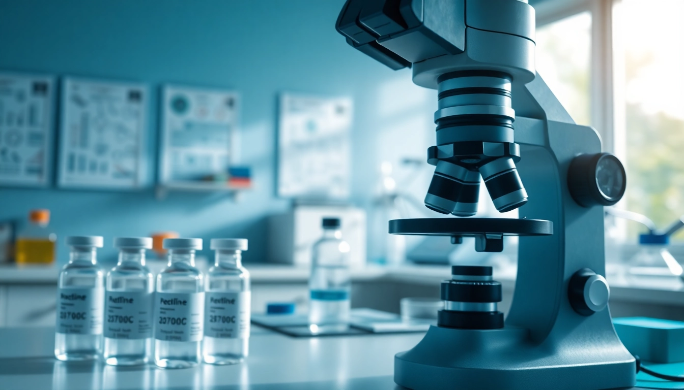 Showcase the importance of compound purity in research peptides with precise lab equipment.