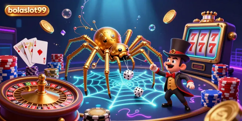 Engage with thrilling games at bolaslot99, featuring an extravagant steampunk casino scene.