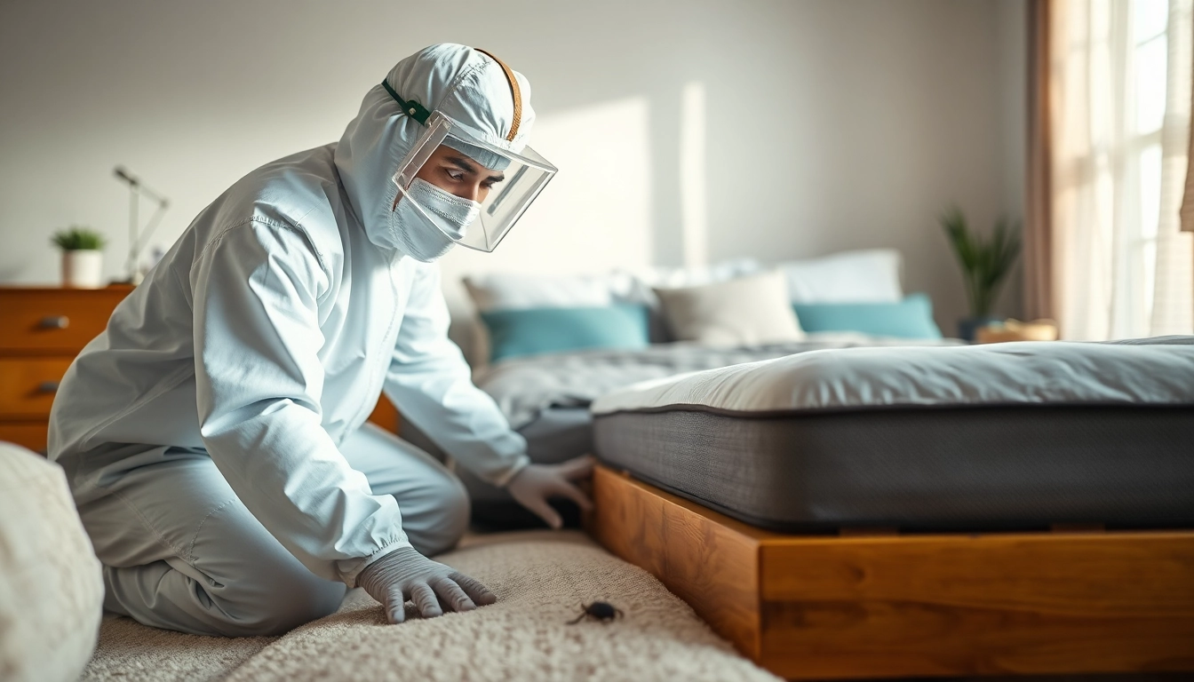 demonstrating effective bed bug treatment techniques in a well-lit bedroom setting