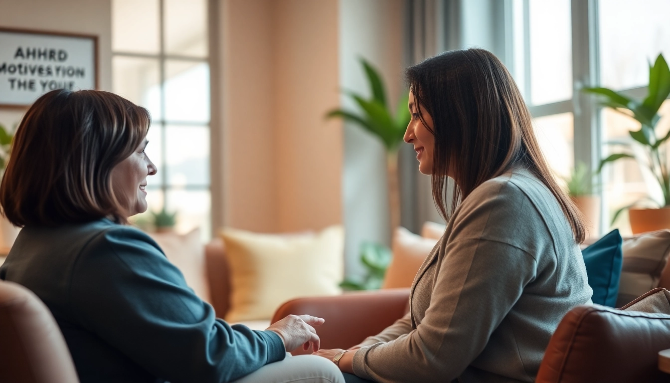 Engaged ADHD Therapist providing support in a serene office setting with a focused atmosphere.