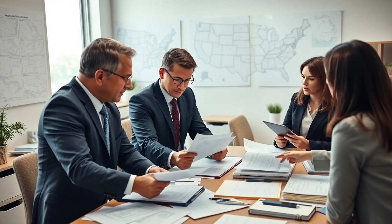 Engage with expert agents discussing Multi-state title and escrow services in a professional office.