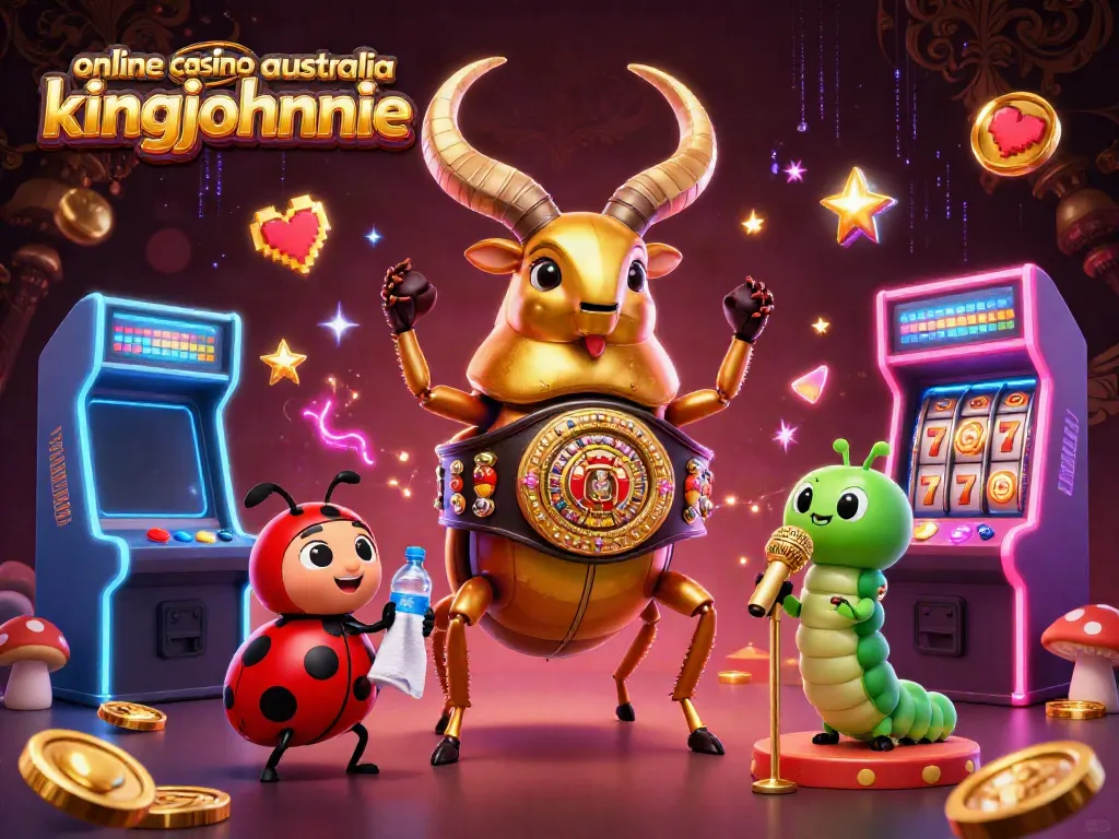 Experience the thrill of online casino australia kingjohnnie with a vibrant 3D casino-themed illustration.