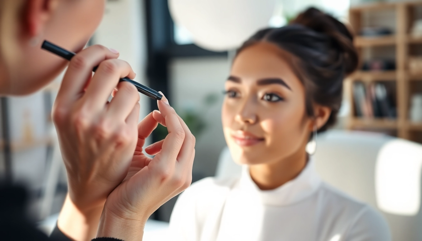 Enhance your look with expertly crafted pencil eyebrows showcased in a stylish studio.