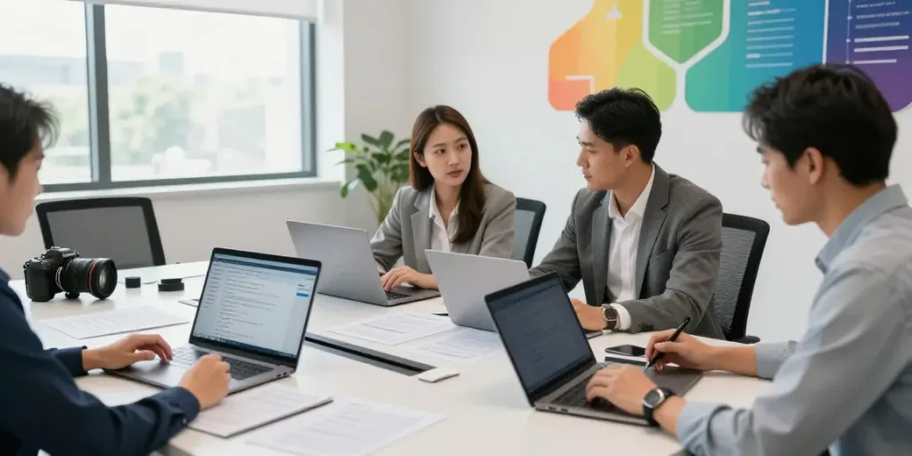 Collaborative workspace featuring tax professionals using branded professional tax software to enhance productivity.