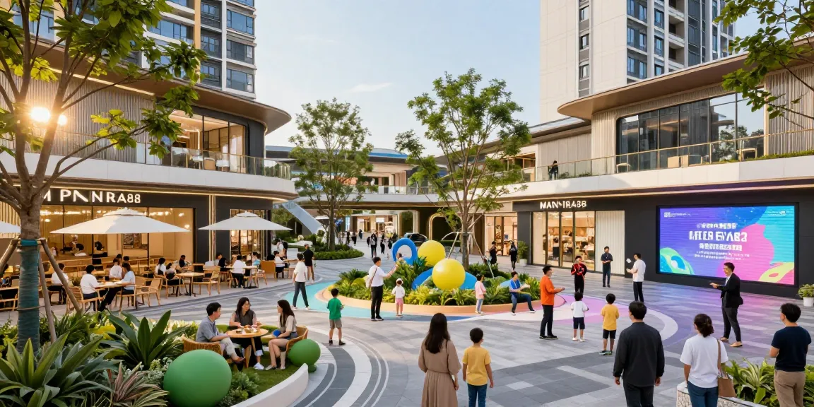 Vibrant commercial scene at MANTRA88 showcasing MGold Properties' dynamic mixed-use development.
