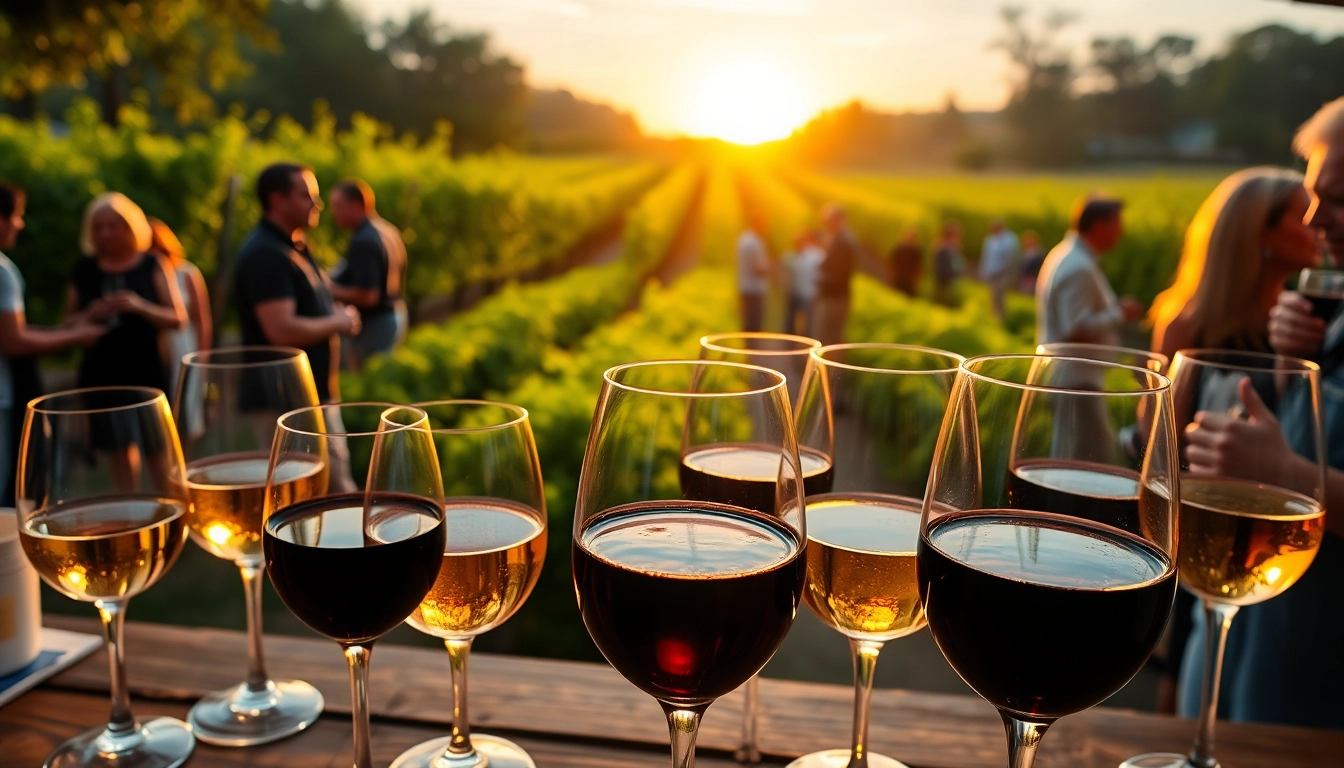 Enjoy clarksburg wine tasting with friends amidst scenic vineyards and a beautiful sunset.
