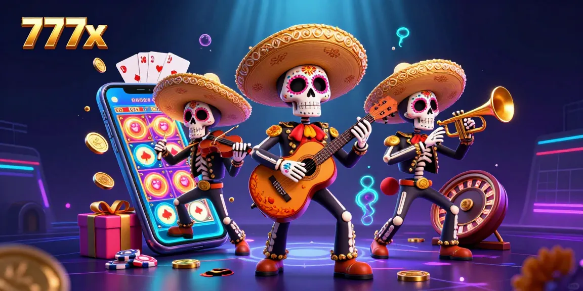 Spin the reels of fun with 777x, featuring a vibrant 3D mariachi band in a colorful casino scene.