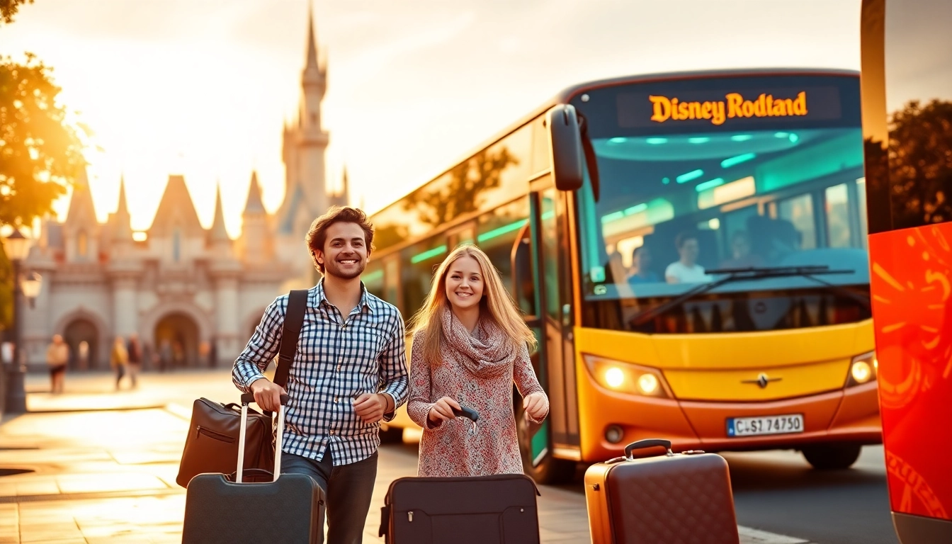 Family excitedly traveling from disneyland paris to airport in a shuttle bus, capturing joyful moments.